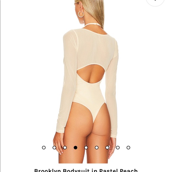 Revolve- Camila Coelho Brooklyn Bodysuit in Pastel Peach - Picture 2 of 5